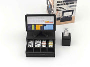 Bring your miniature shop to life with this 1:12 scale all-in-one POS cashier machine! Complete with dual screens, a cash drawer, receipt, and mini money details — perfect for mini marts, doll supermarkets, and store dioramas. A fun and detailed accessory for any dollhouse scene!