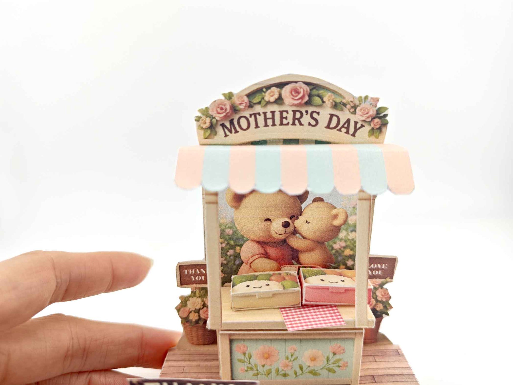 Mother's day Special miniature Kit paper craft stand, little bear kissing mother bear, thank you card, proud mom, mommy card