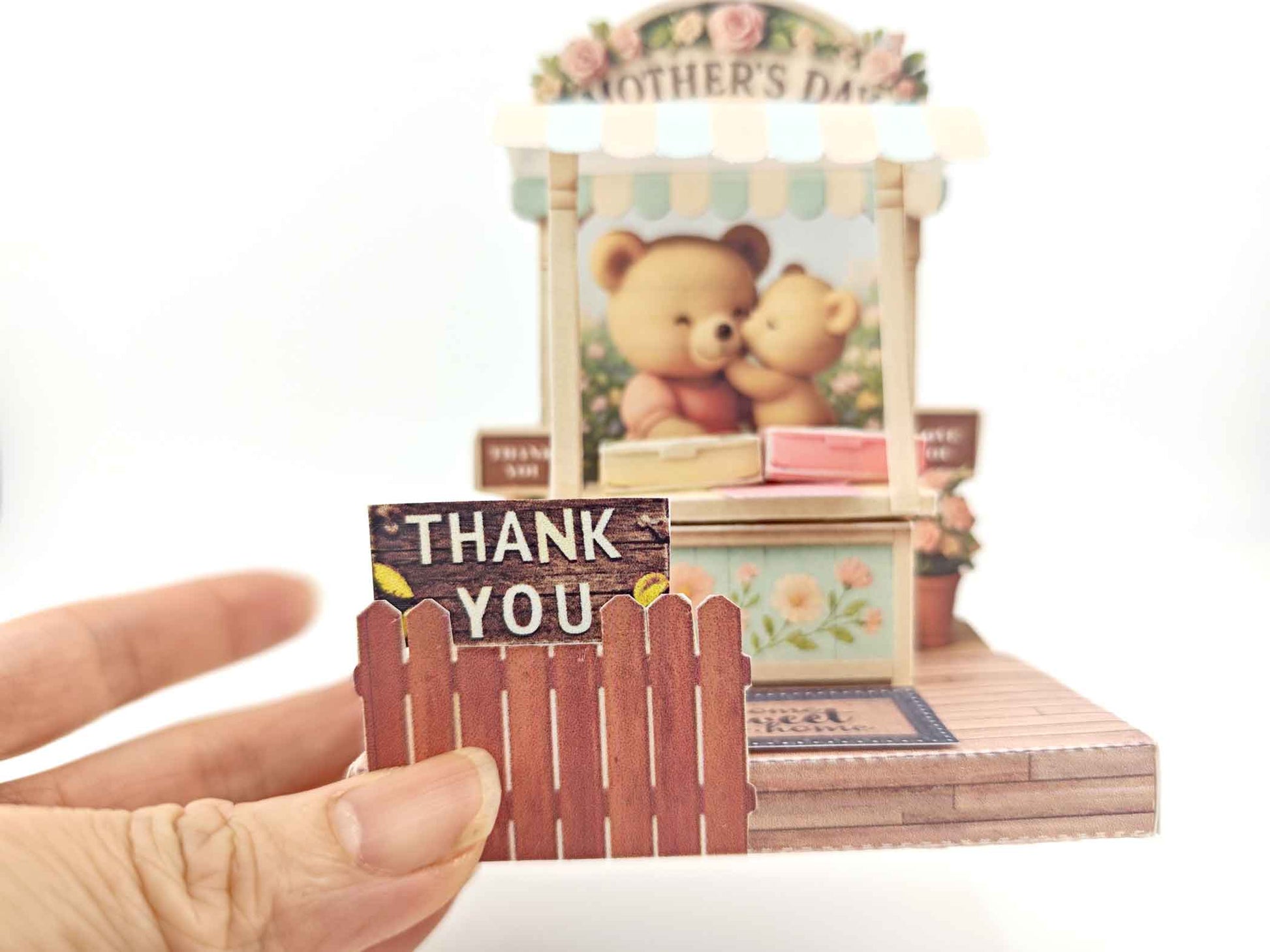 Mother's day Special miniature Kit paper craft stand, little bear kissing mother bear, thank you card, proud mom, mommy card