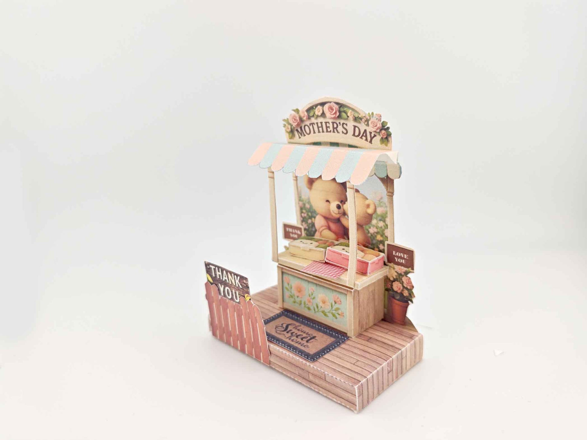 Mother's day Special miniature Kit paper craft stand, little bear kissing mother bear, thank you card, proud mom, mommy card