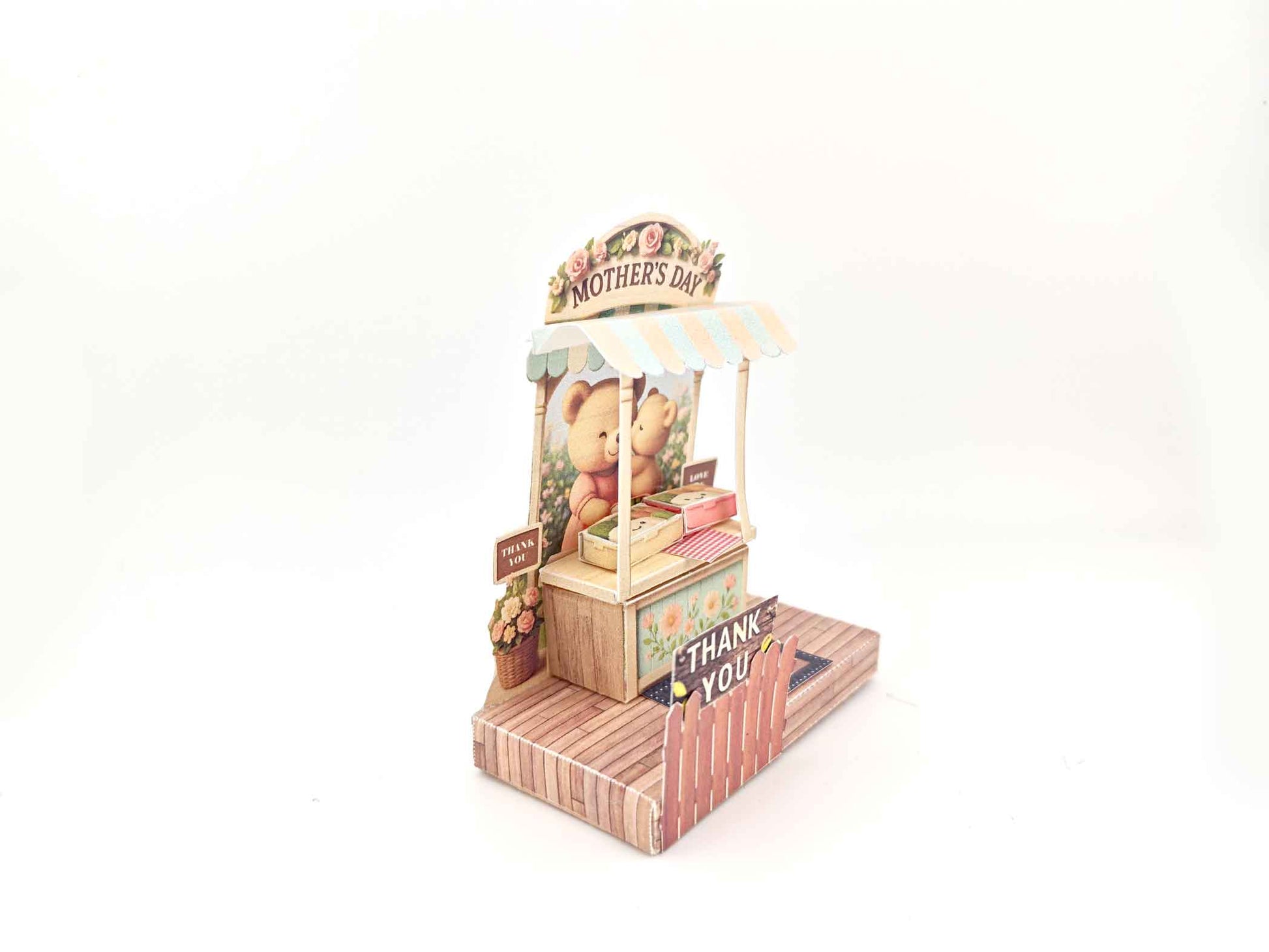 Mother's day Special miniature Kit paper craft stand, little bear kissing mother bear, thank you card, proud mom, mommy card
