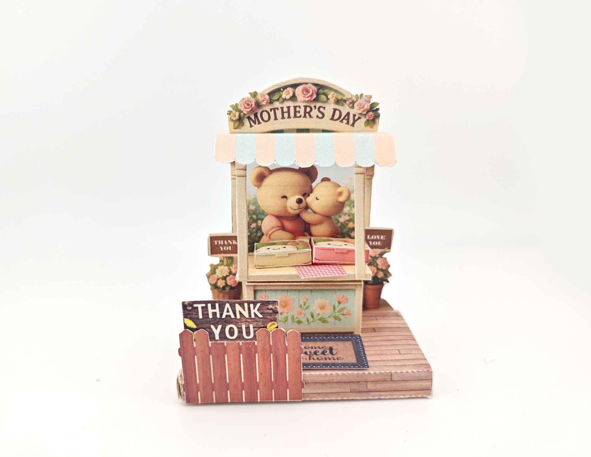 Mother's day Special miniature Kit paper craft stand, little bear kissing mother bear, thank you card, proud mom, mommy card