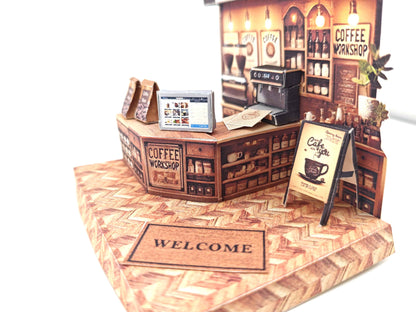 I love Coffee DIY miniature kit, backdrop, diorama, arts, design, mini kitchen, mini cafe, art & craft hobby, craft kit