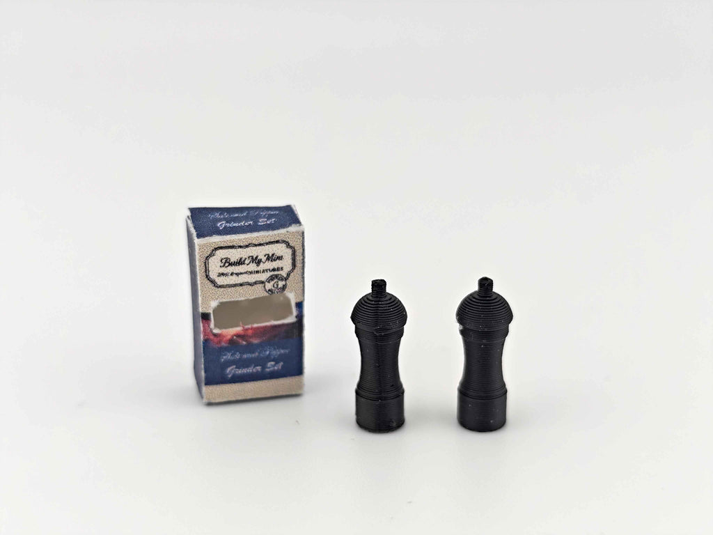 1:12 Salt & Pepper Grinder Set — STL File for Dollhouse Kitchen with Storage Box
