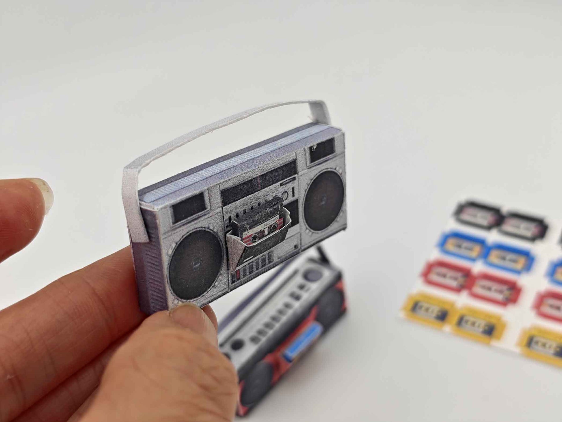 1:12 Boombox 80s related miniature, music sounds, speaker, boombox tape, tape player, DIY
