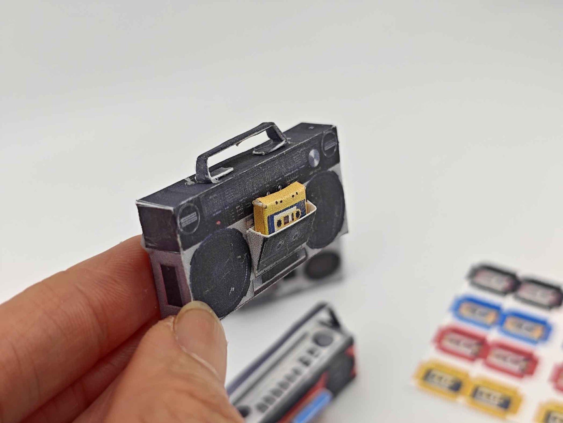 1:12 Boombox 80s related miniature, music sounds, speaker, boombox tape, tape player, DIY