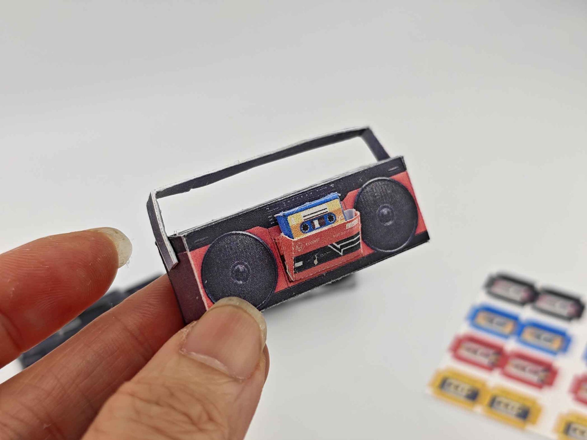 1:12 Boombox 80s related miniature, music sounds, speaker, boombox tape, tape player, DIY