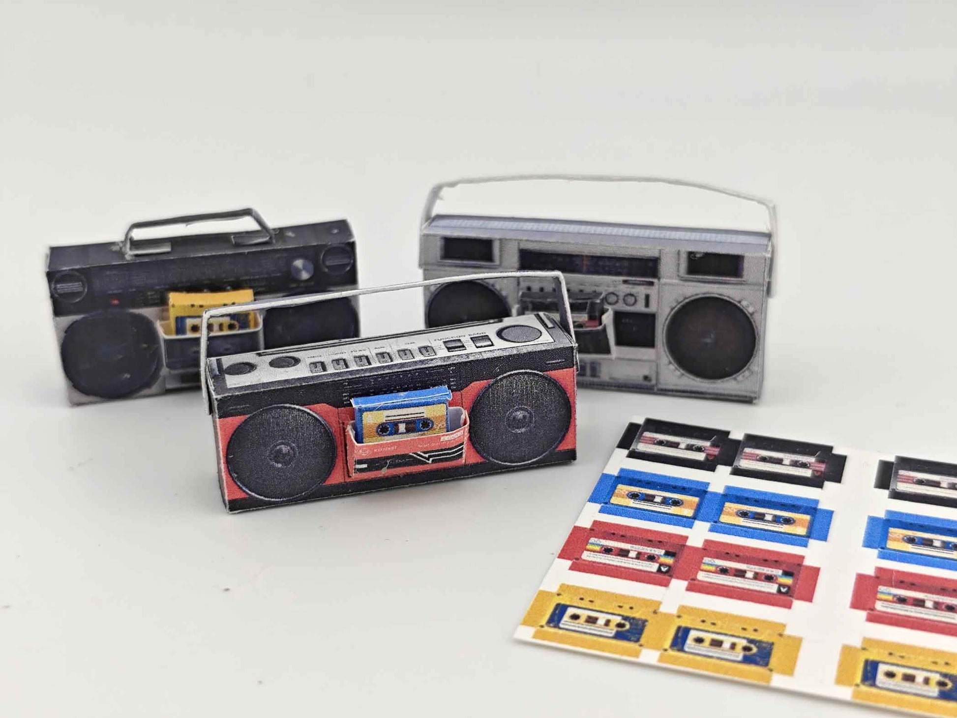 1:12 Boombox 80s related miniature, music sounds, speaker, boombox tape, tape player, DIY