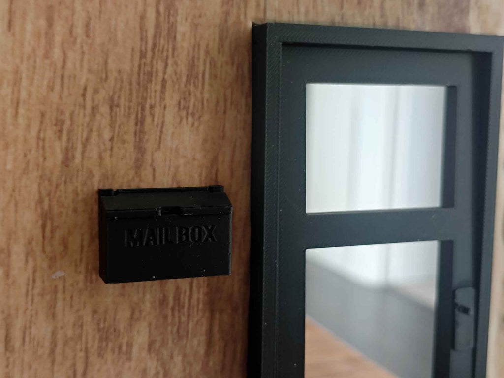 1:12 Miniature Mailbox for Main Door — 3D Print STL File with Envelope & Flyer, Dollhouse Accessories