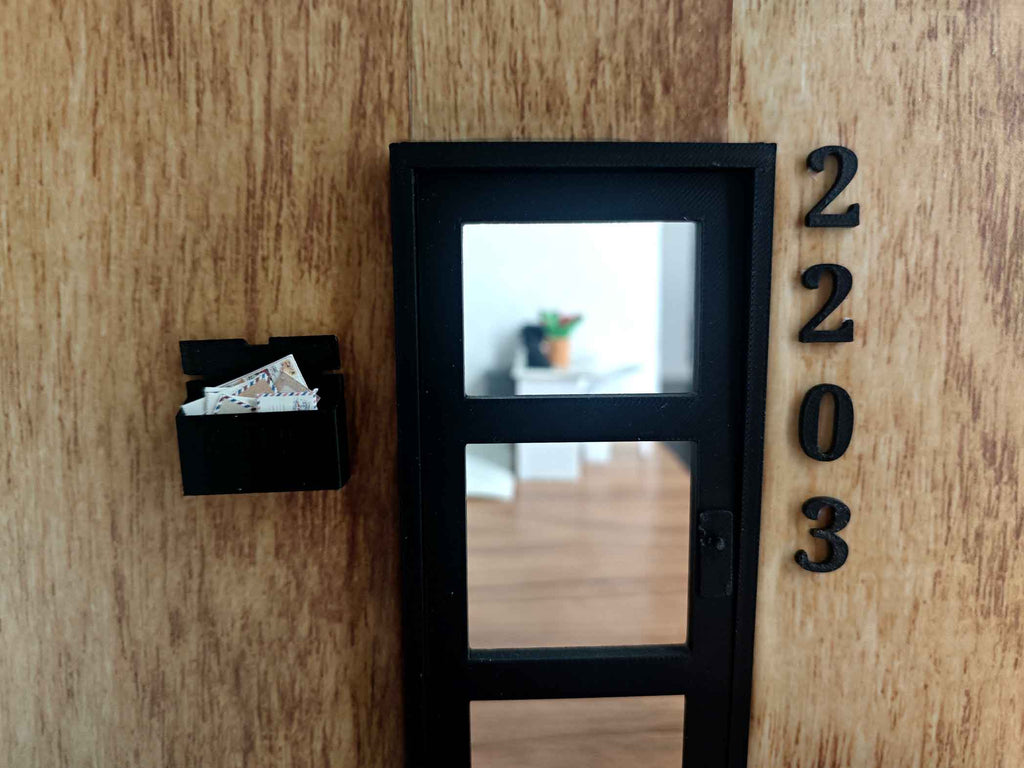 1:12 Miniature Mailbox for Main Door — 3D Print STL File with Envelope & Flyer, Dollhouse Accessories