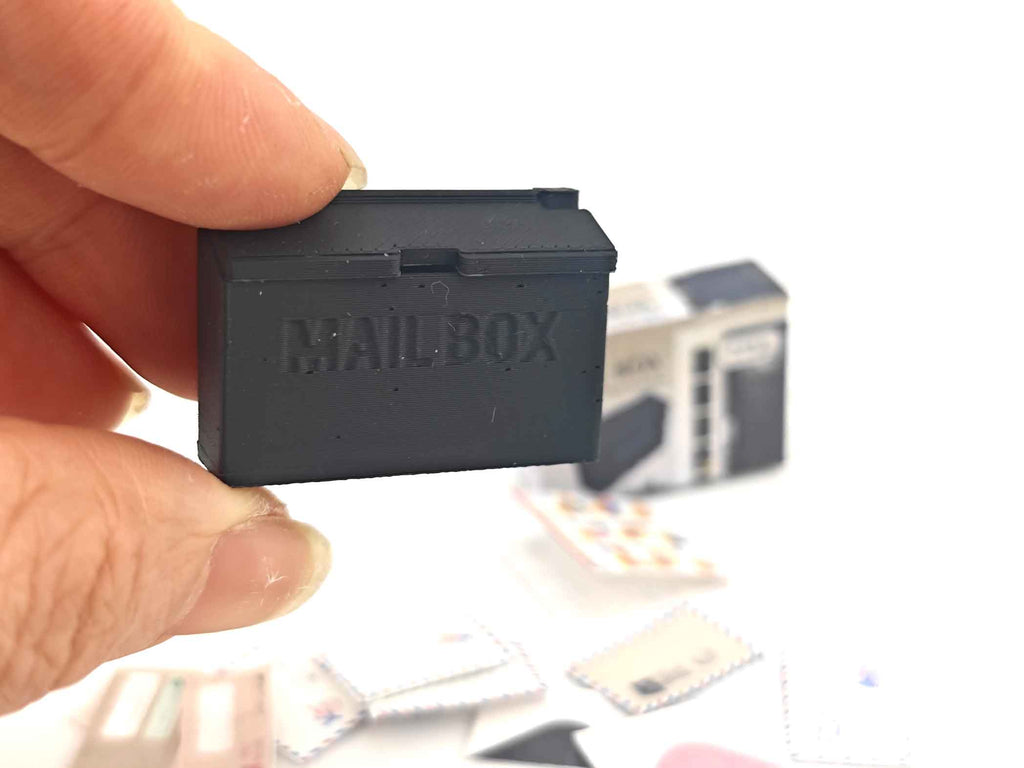1:12 Miniature Mailbox for Main Door — 3D Print STL File with Envelope & Flyer, Dollhouse Accessories