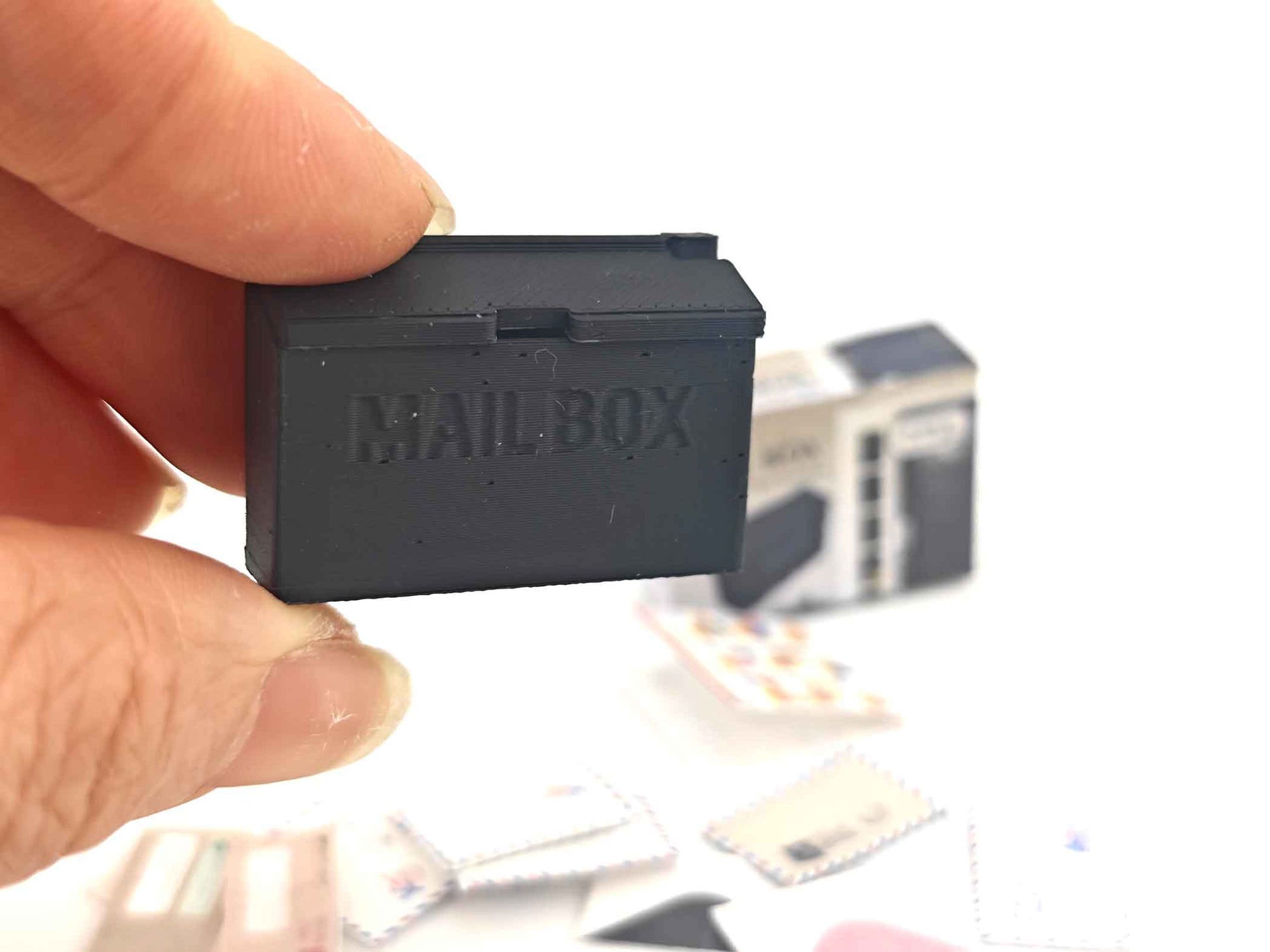 1:12 Miniature Mailbox for Main Door — 3D Print STL File with Envelope & Flyer, Dollhouse Accessories