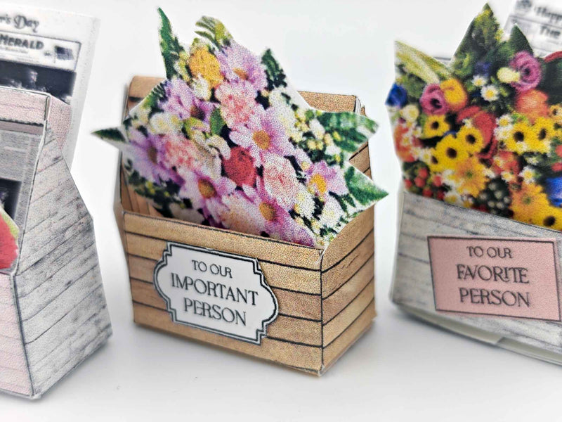 1:12 scale, Mother's day Flower basket, florist shop, gift box hamper for dollhouse  (Pdf)