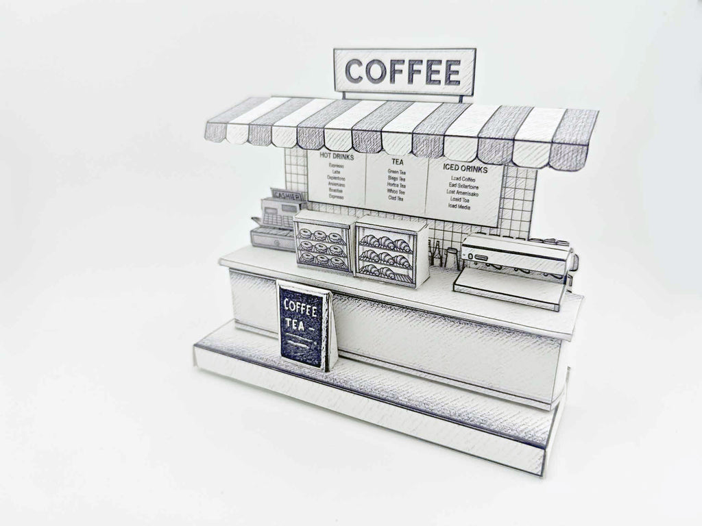 Sketch Coffee Shop miniature stand: 3D model coloring project
