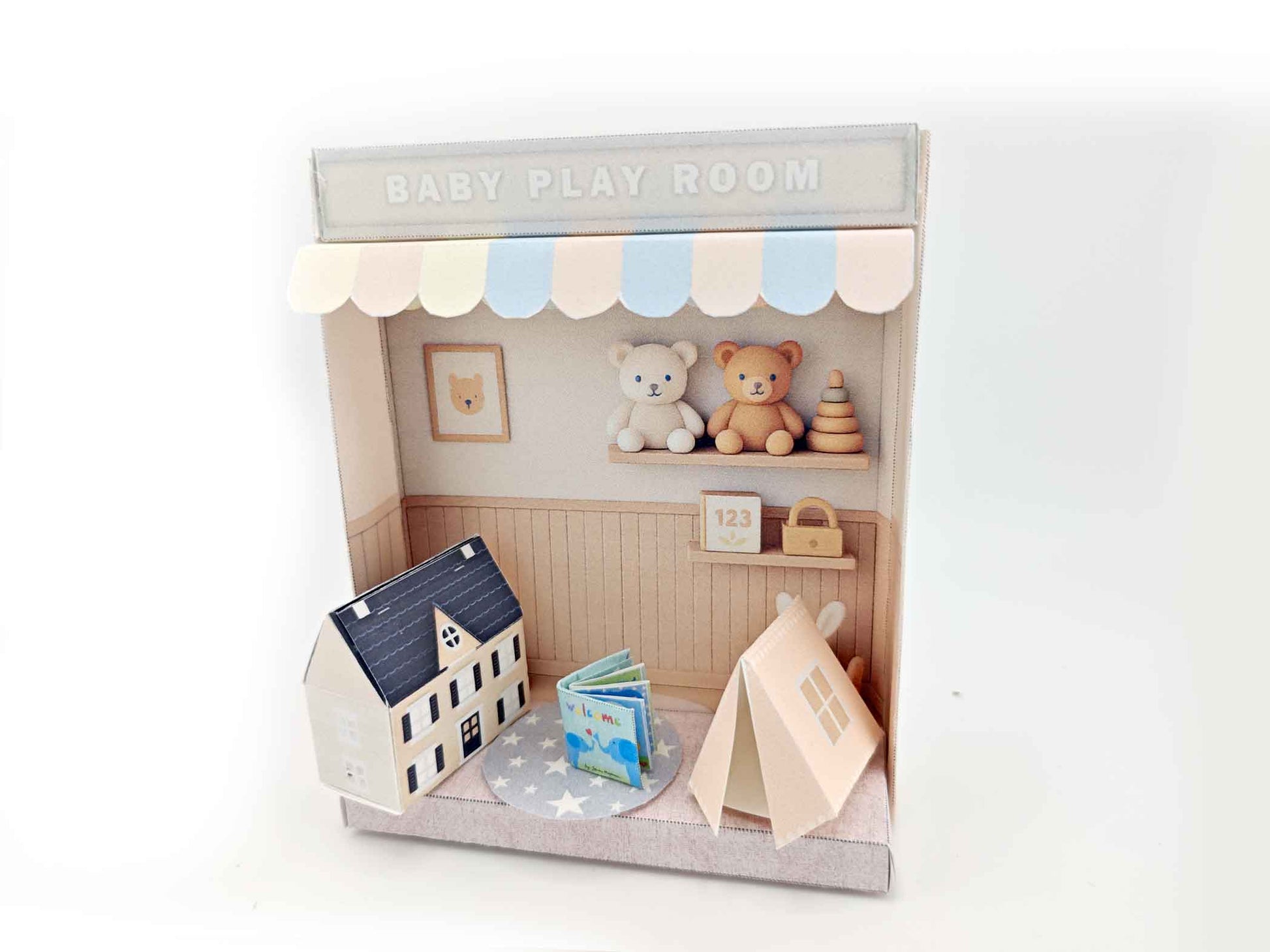 Printable Baby Playroom Diorama: Miniature Dollhouse Scene (3 inch doll)