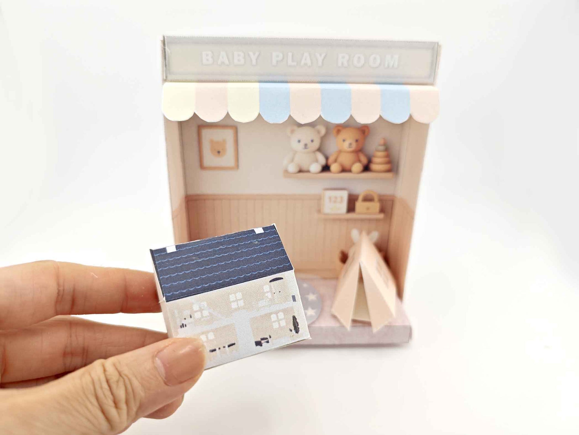 Printable Baby Playroom Diorama: Miniature Dollhouse Scene (3 inch doll)