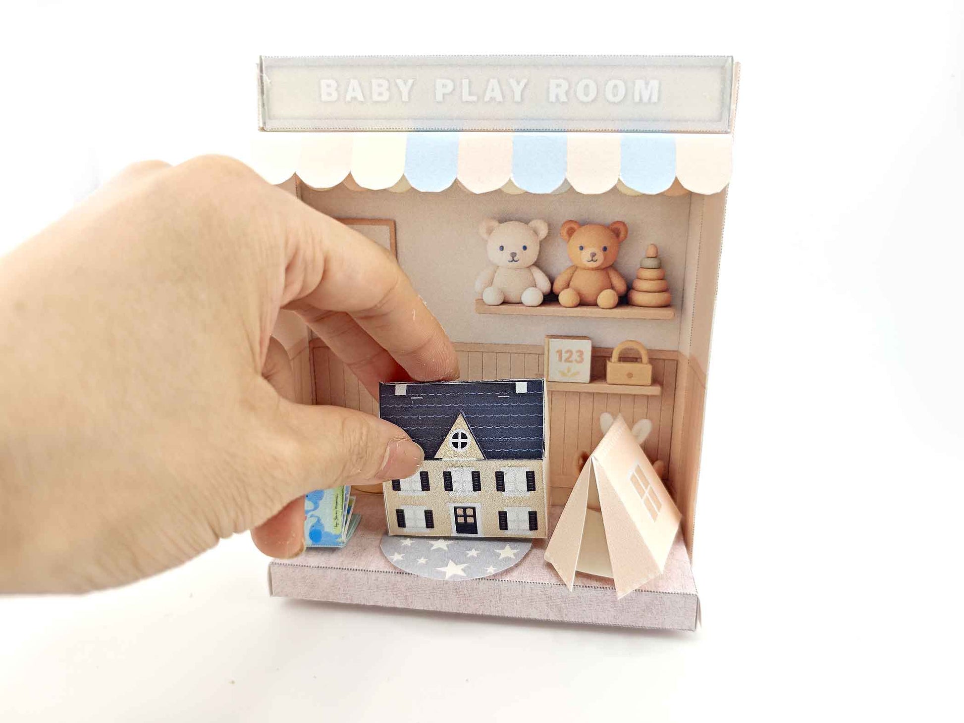 Printable Baby Playroom Diorama: Miniature Dollhouse Scene (3 inch doll)