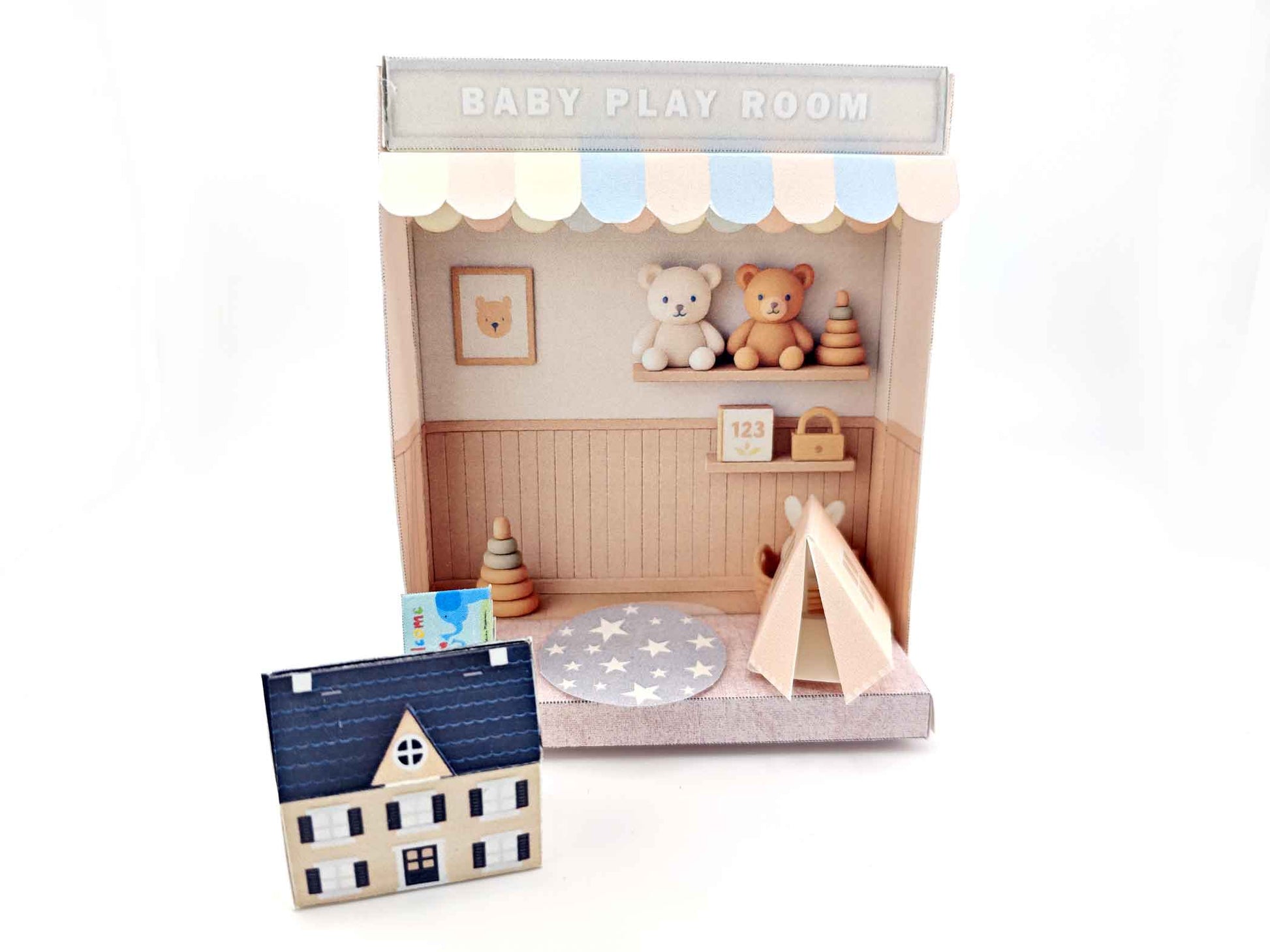Printable Baby Playroom Diorama: Miniature Dollhouse Scene (3 inch doll)