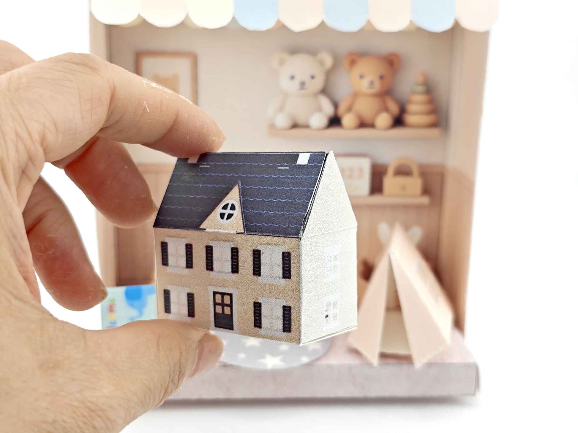 Printable Baby Playroom Diorama: Miniature Dollhouse Scene (3 inch doll)