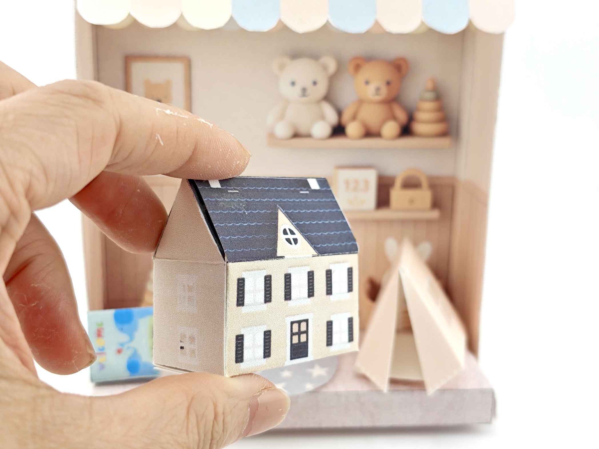Printable Baby Playroom Diorama: Miniature Dollhouse Scene (3 inch doll)