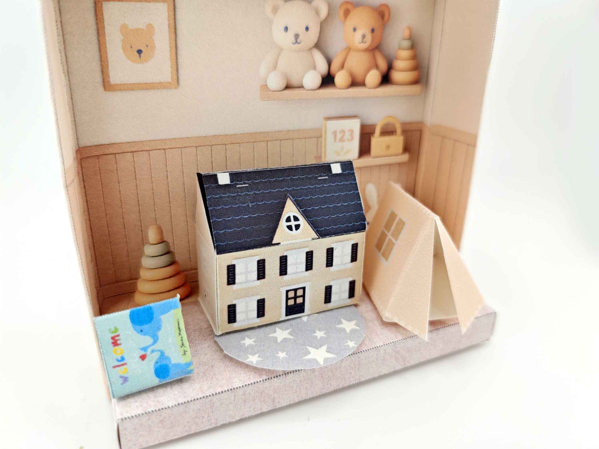Printable Baby Playroom Diorama: Miniature Dollhouse Scene (3 inch doll)