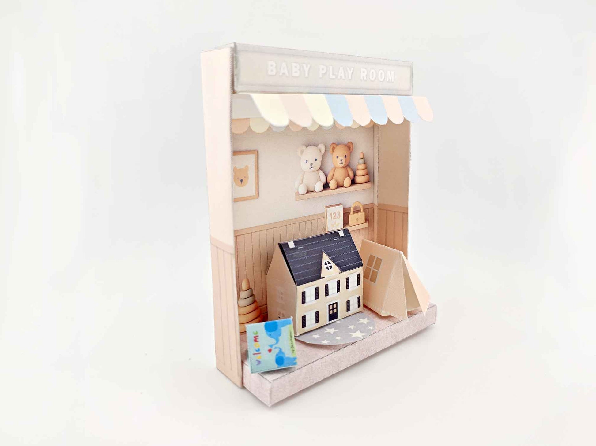 Printable Baby Playroom Diorama: Miniature Dollhouse Scene (3 inch doll)