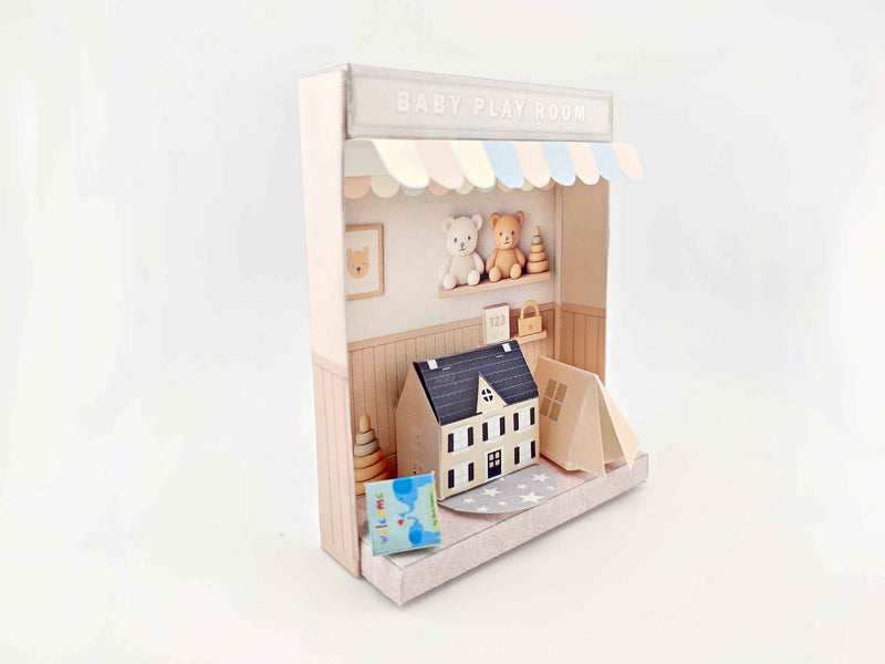 Printable Baby Playroom Diorama: Miniature Dollhouse Scene (3 inch doll)