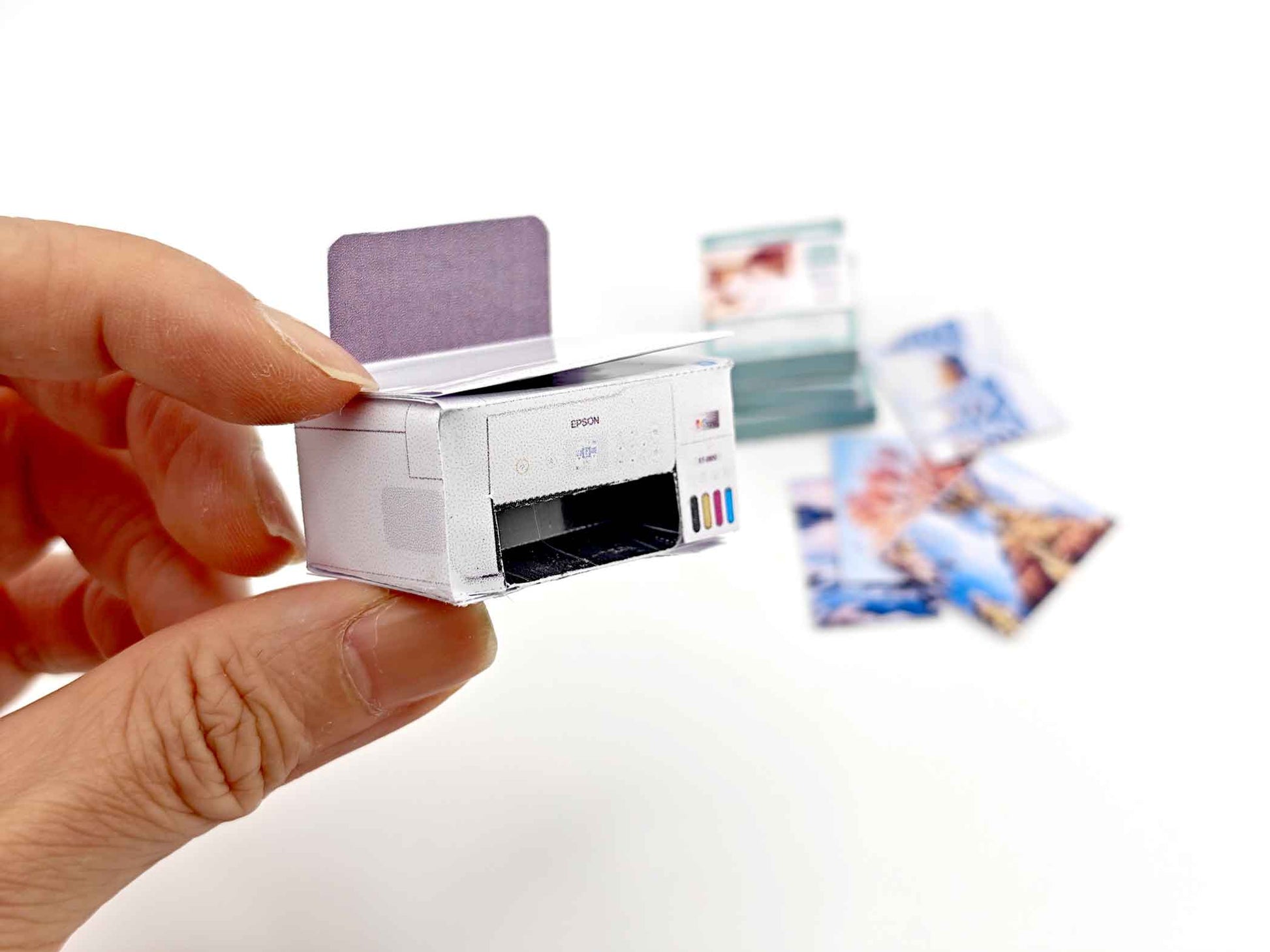 1:12 Mini Printer with Four Seasons Paper — Perfect for Dollhouse Crafting & Study Rooms