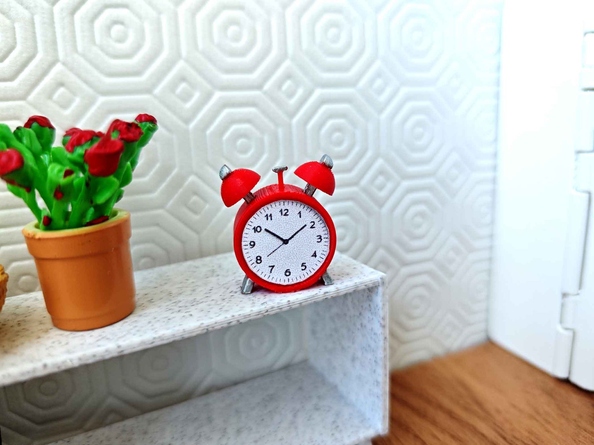 1:12 alarm clock for dollhouse, classic clock vintage style doll accessories stl file miniatures