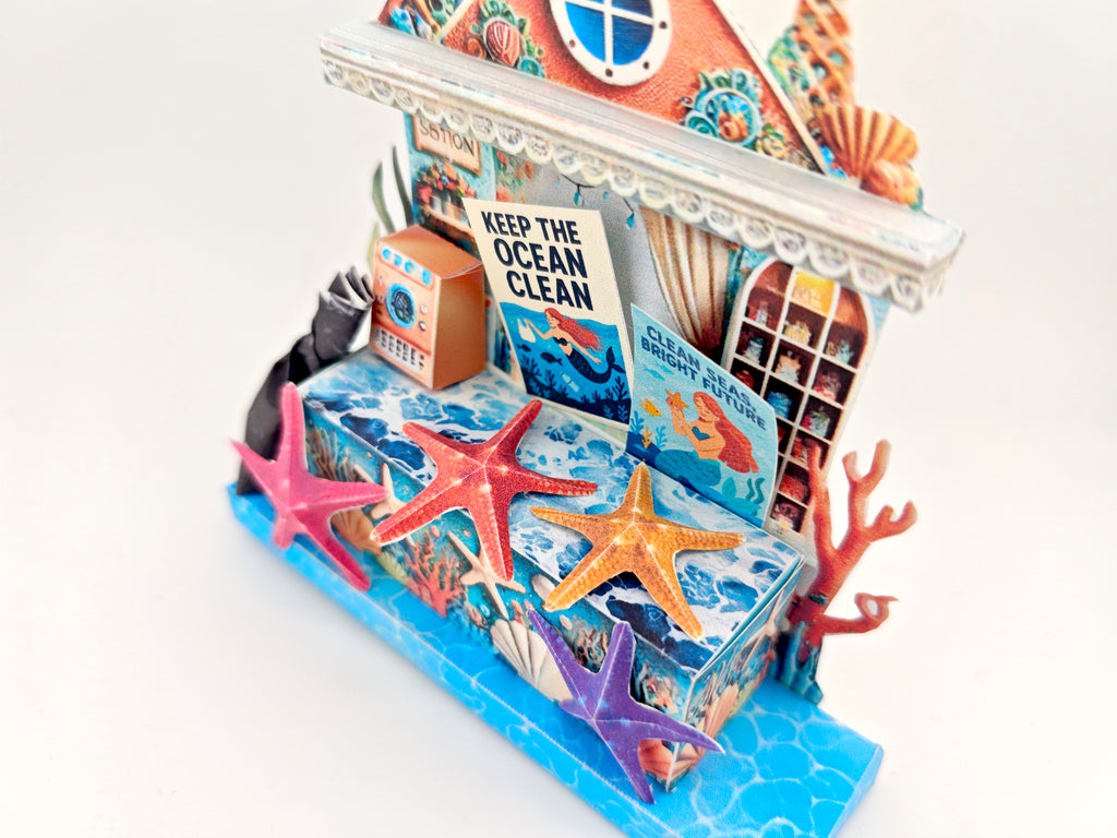 Mermaid & Starfish Ocean Scene: DIY Cardstock Project (Digital Download)