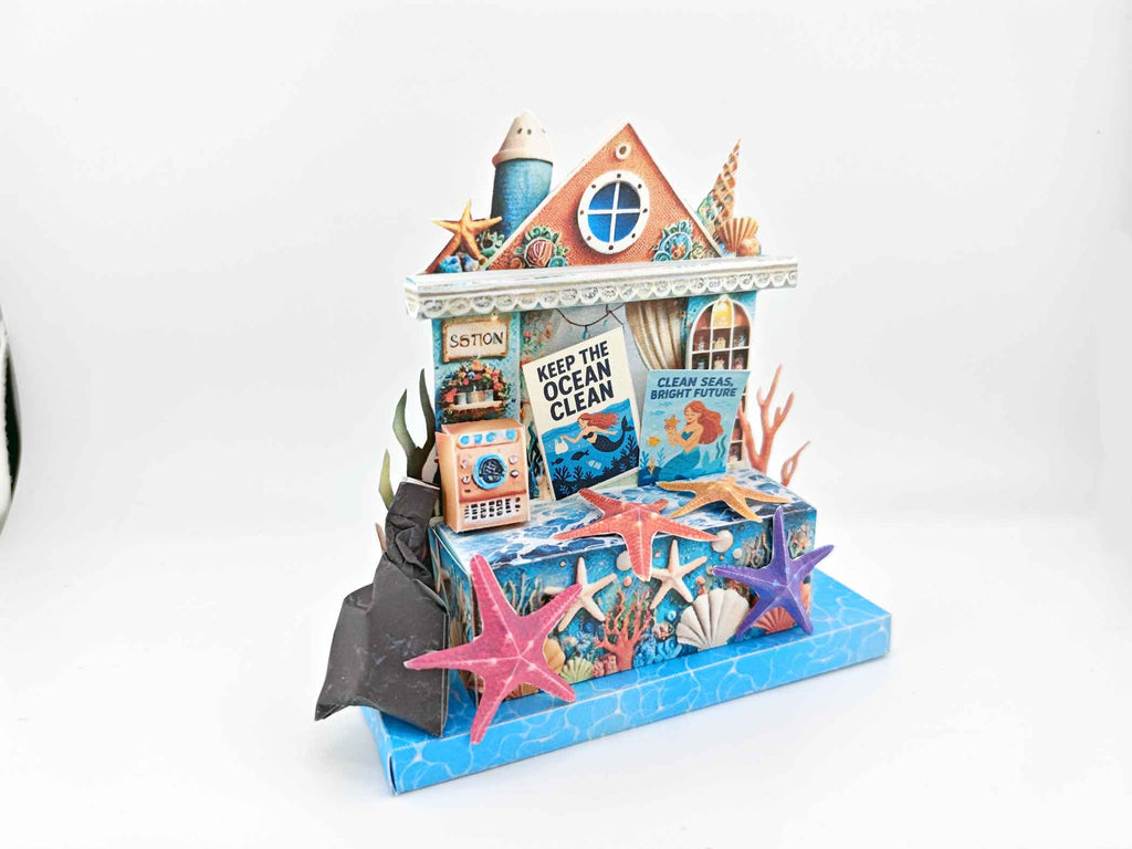 Mermaid & Starfish Ocean Scene: DIY Cardstock Project (Digital Download)