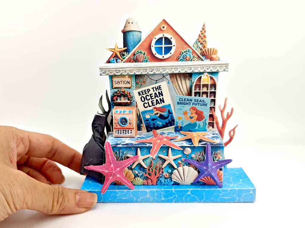 Mermaid & Starfish Ocean Scene: DIY Cardstock Project (Digital Download)