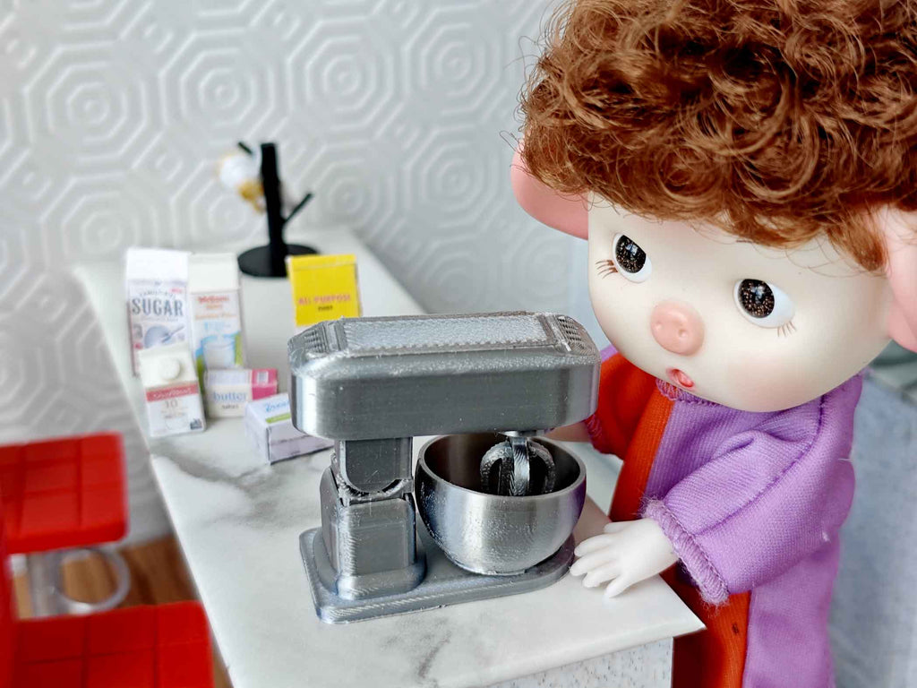 1:12 Mixer, Tilt-Head Stand Mixer, Retro Stand Mixer, Baking display, Mini kitchen cooking electronic appliance, 3D print, STL dollhouse