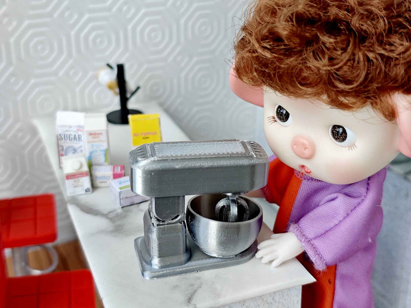 1:12 Mixer, Tilt-Head Stand Mixer, Retro Stand Mixer, Baking display, Mini kitchen cooking electronic appliance, 3D print, STL dollhouse
