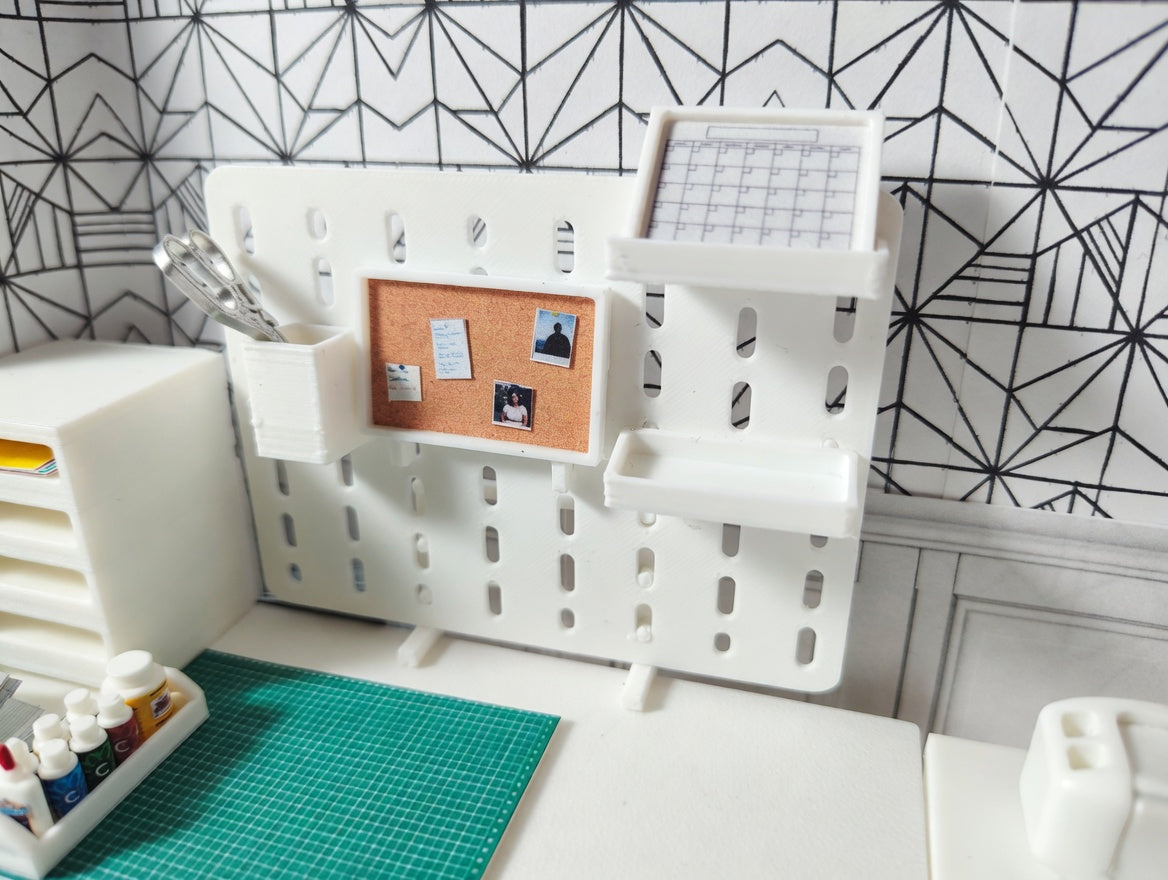 1:12 Scale Dollhouse Craft Room Pegboard System, Miniature Decor