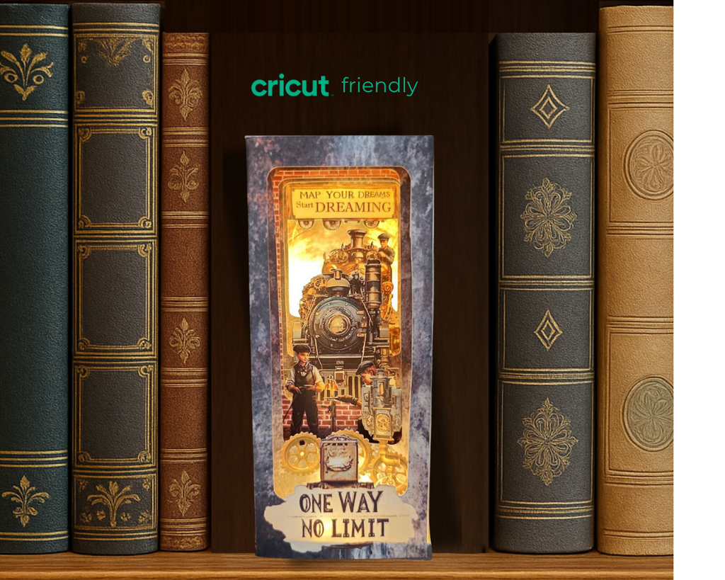 Vintage Steam Train Book Nook Kit: Paper Diorama Template (PDF & PNG for Cricut)