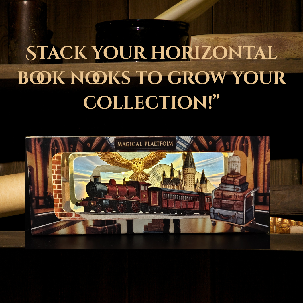 Magical Platform horizontal book nook kit: Foldable Paper Diorama (PDF & PNG Templates)