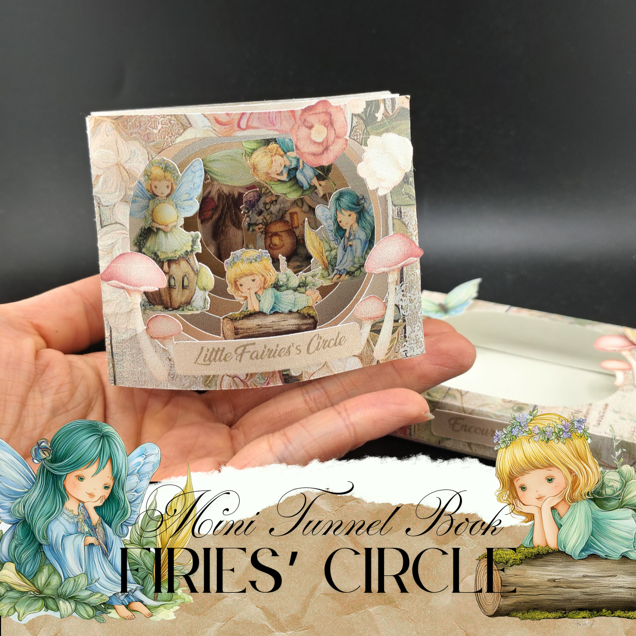 The little fairies' circle Mini tunnel book - papercraft idea (Cricut compatible)