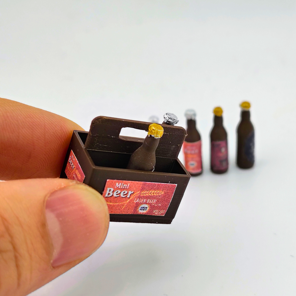 1:12 Scale Beer Bottles 3D Print File – Miniature Dollhouse Container (Instant Download)