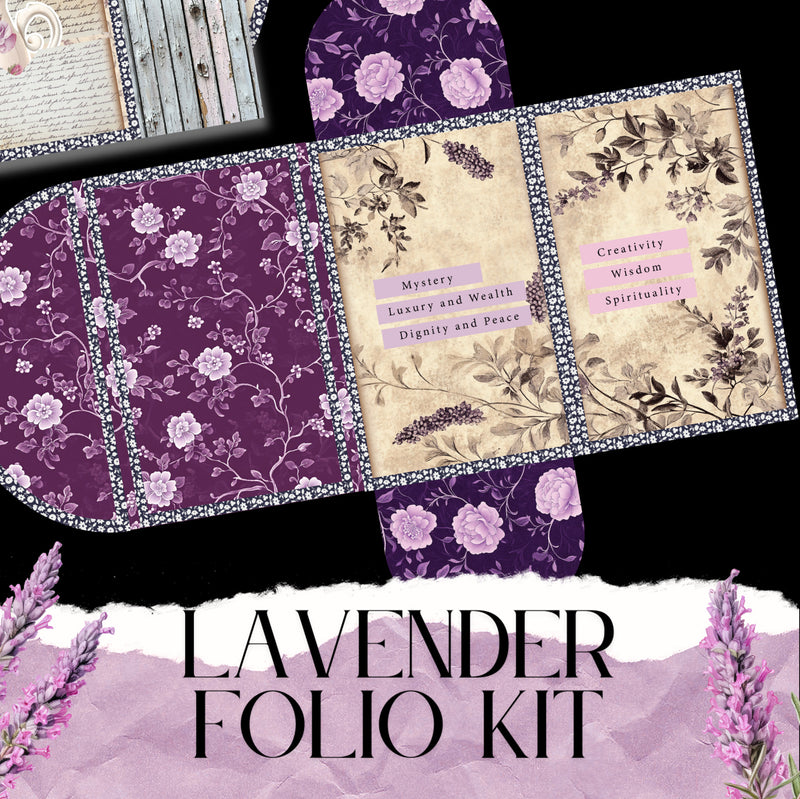 Lavender Junk Journal Folio Kit: Purple Envelopes, Pockets (PDF & PNG Files)