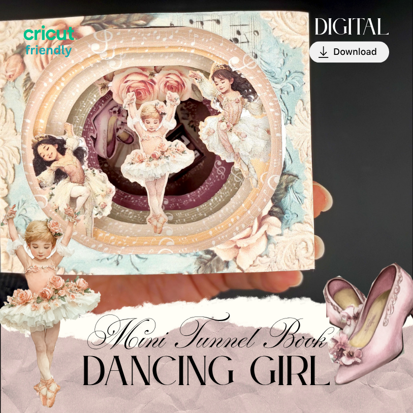 The Dancing Girl Mini tunnel book - papercraft idea ,Cricut compatible (Digital download)
