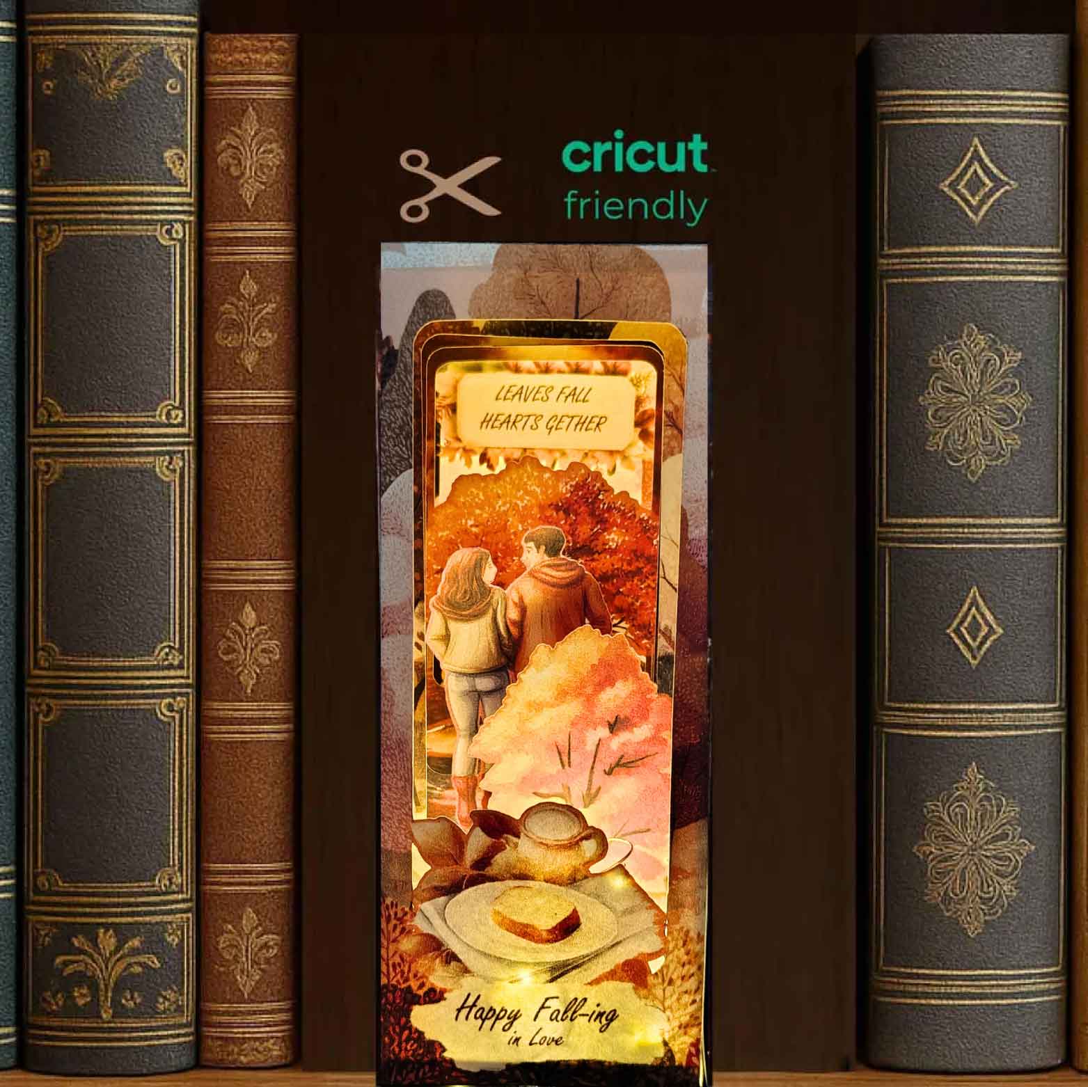 Fall Season Book Nook Seasonal Thanks giving Festival & Gift Paper Craft (Cricut-Compatible)