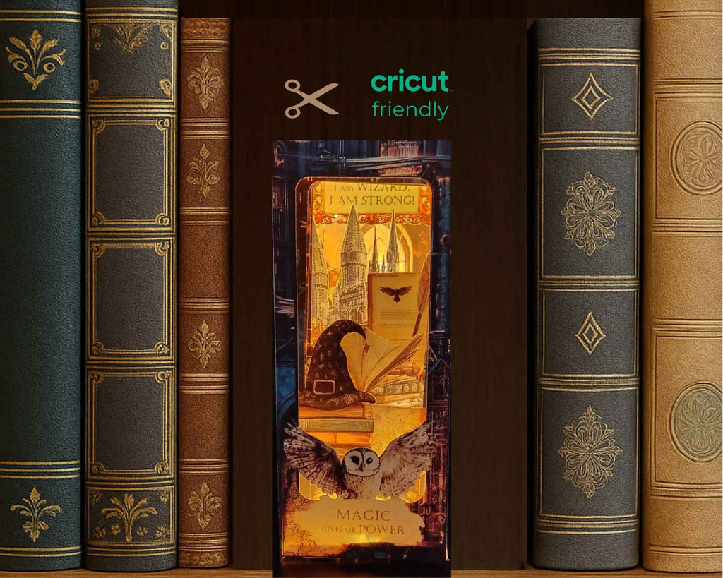 Wizard Library Book Nook Kit: Foldable Paper Diorama (PDF & PNG Templates)