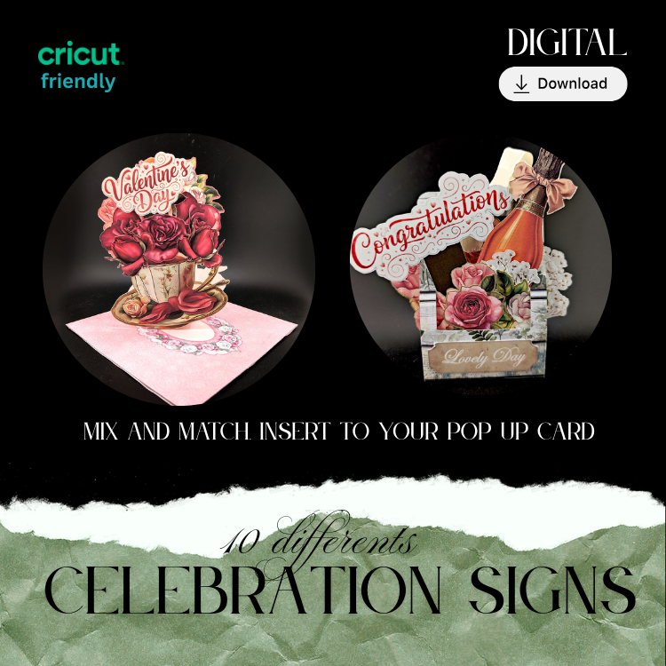 Celebration Signs for Pop-Up Cards — Printable Sentiment Inserts (Congratulations, Happy Birthday, Thank You & More)