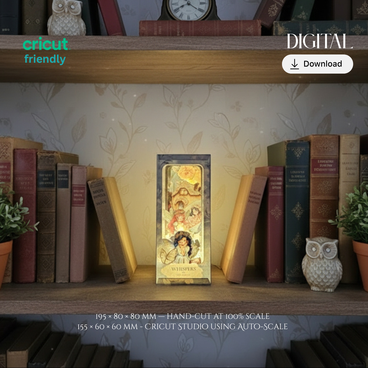 Forest Fairy Book Nook — DIY Paper Diorama Template for Bookshelf Decor (Printable Digital Download)