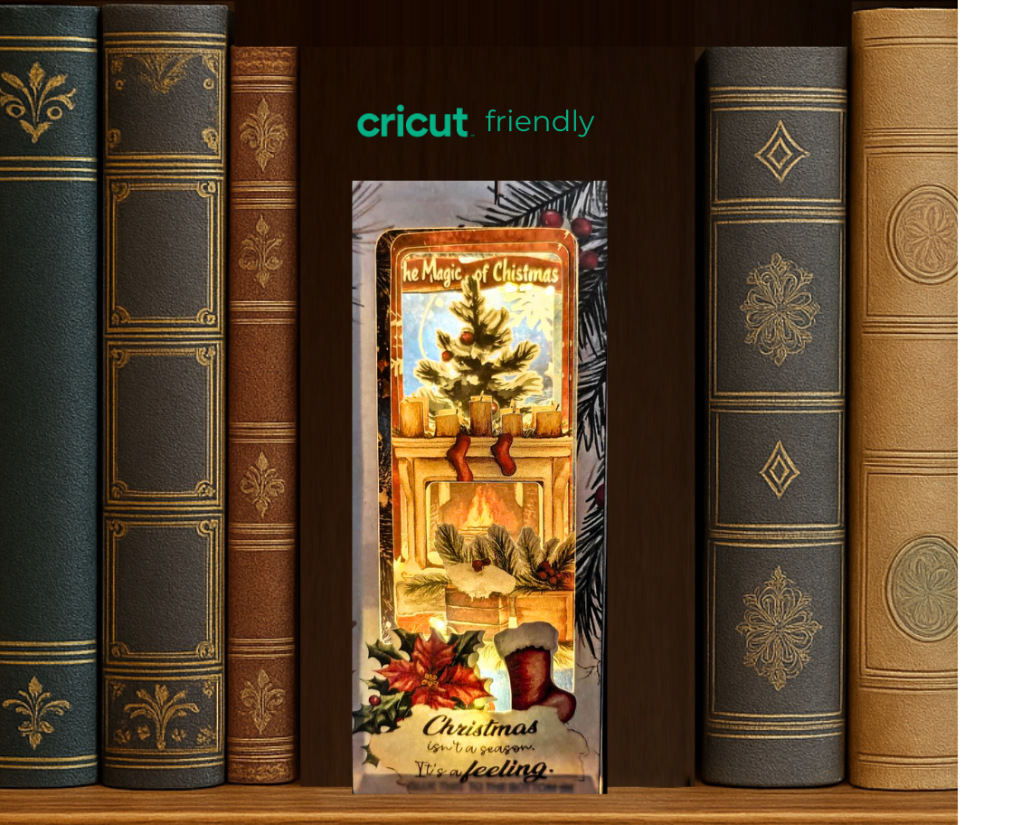 Christmas Home Book Nook Kit – 15 cm Tall Foldable Paper Diorama with LED Lighting