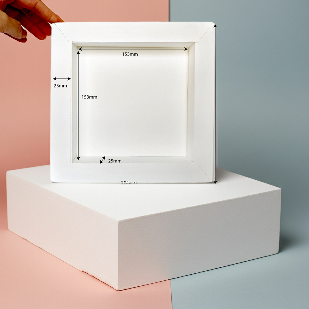 8x8 White Paper Shadow Box photo Frame Template (3 Card Stock Papers)