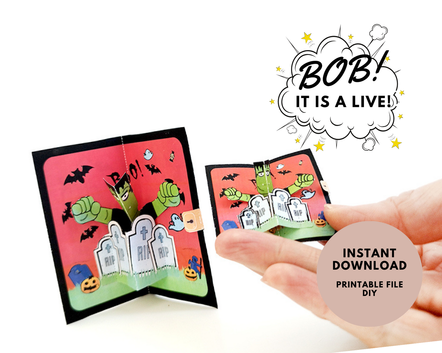 *FREE DOWNLOAD*  Large & mini Halloween Pop-up card, DIY card, customize card, mini card, Pop-Up card template