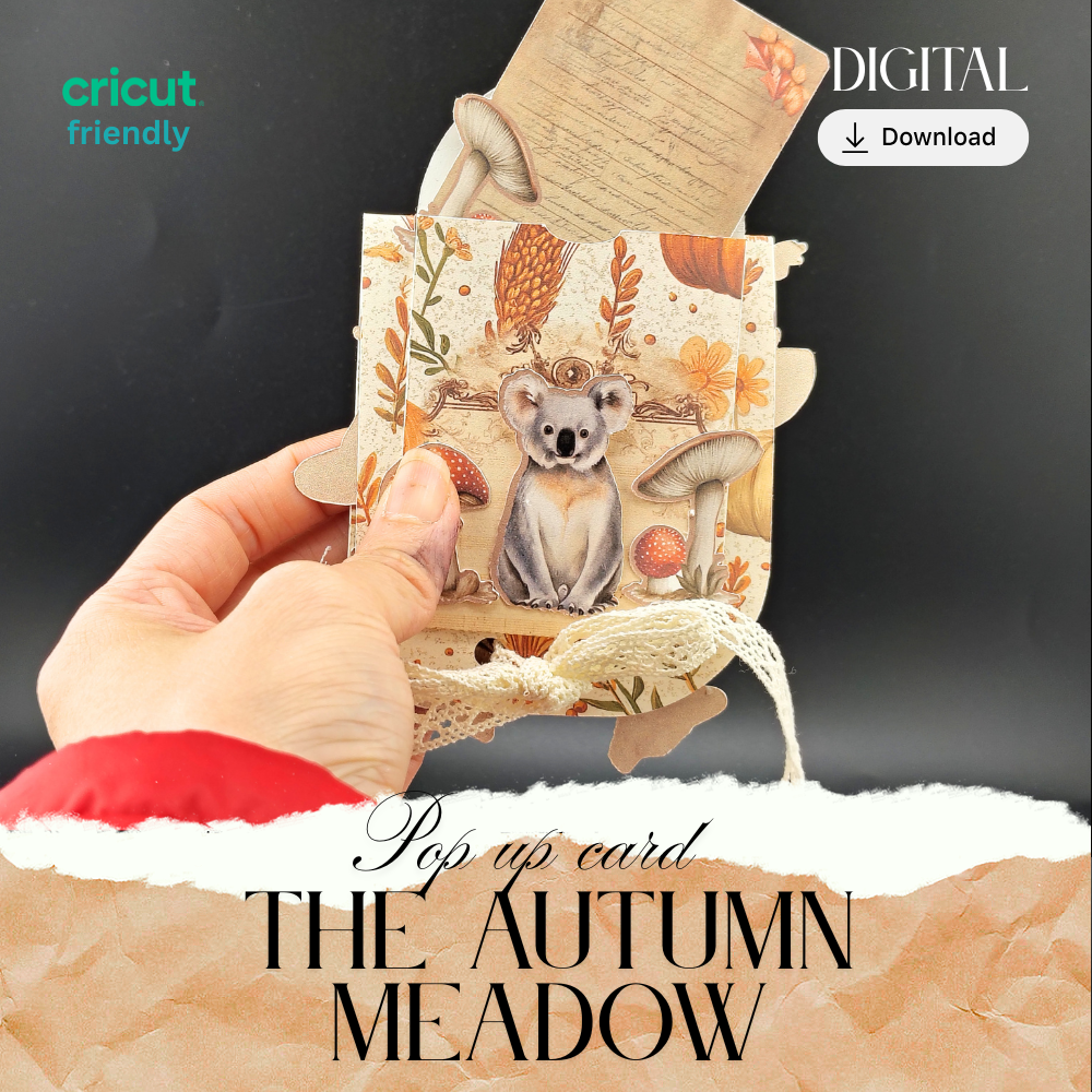 Printable Autumn Meadow Pop Up Card Kit, DIY 3D Woodland Animal Greeting Card, Digital Download