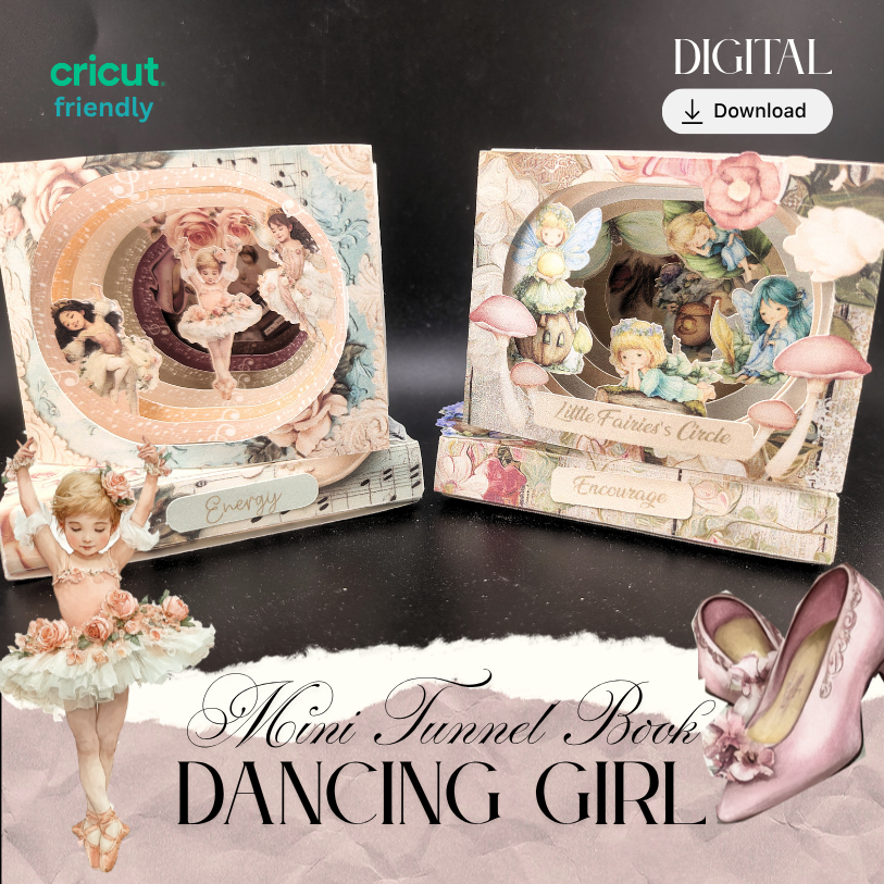 The Dancing Girl Mini tunnel book - papercraft idea ,Cricut compatible (Digital download)